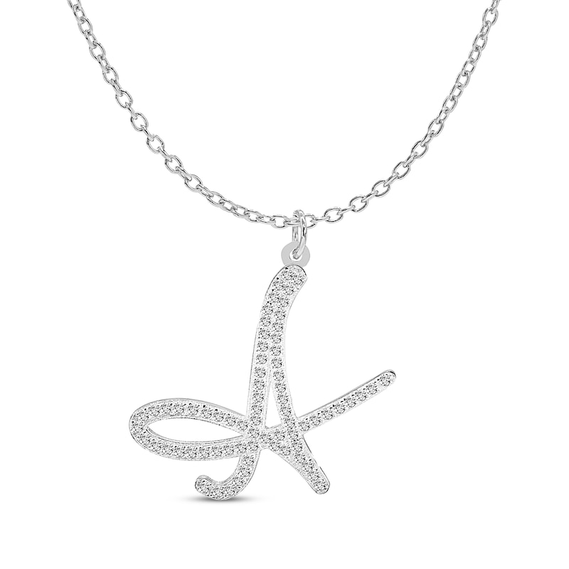 Main Image 1 of Diamond Initial Necklace 5/8 ct tw Sterling Silver 18&quot;