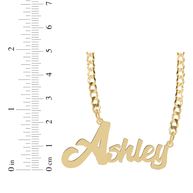 Main Image 2 of Script Name Curb Chain Necklace 14K Yellow Gold 18&quot;