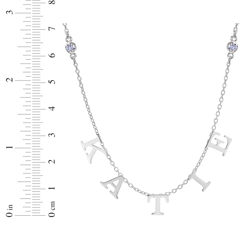 Diamond Station Name Necklace 1/8 ct tw Sterling Silver 18"