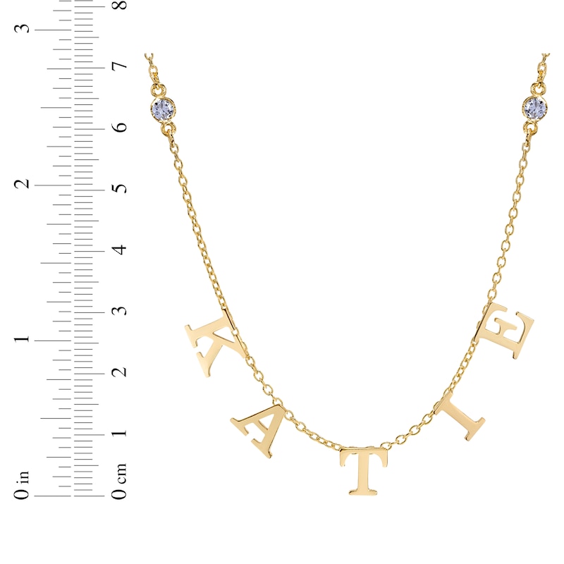 Main Image 2 of Diamond Station Name Necklace 1/8 ct tw 10K Yellow Gold 18&quot;