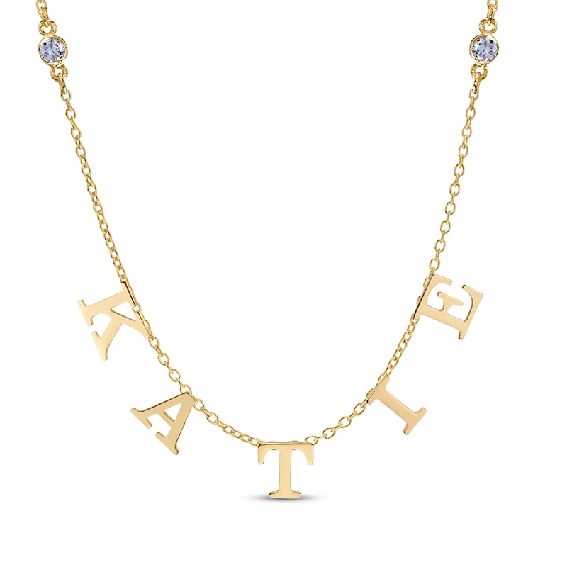 Main Image 1 of Diamond Station Name Necklace 1/8 ct tw 14K Yellow Gold 18&quot;