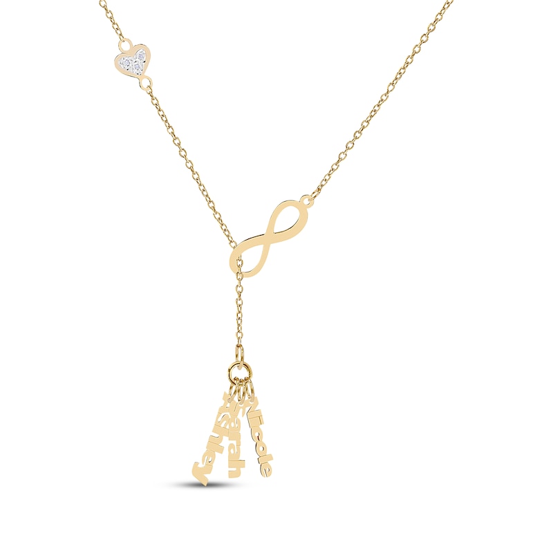 Main Image 1 of Diamond Accent Three-Name Tassel Infinity Lariat Necklace 10K Yellow Gold 18&quot;