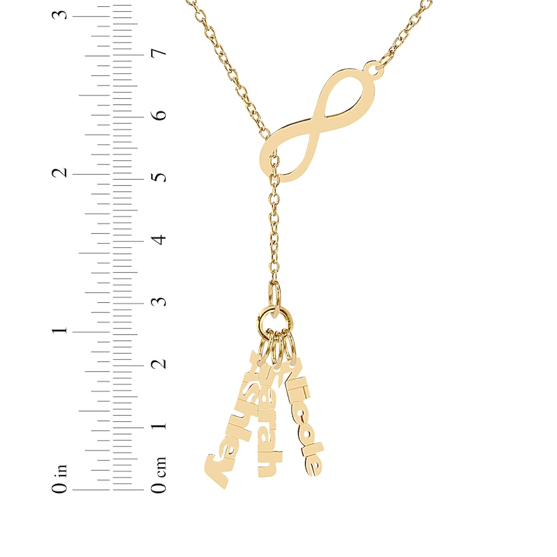 Main Image 2 of Diamond Accent Three-Name Tassel Infinity Lariat Necklace 10K Yellow Gold 18&quot;