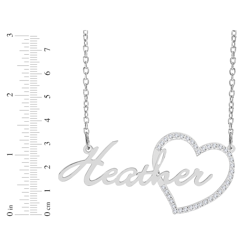 Main Image 2 of Diamond Heart & Script Name Necklace 3/8 ct tw Sterling Silver 18&quot;