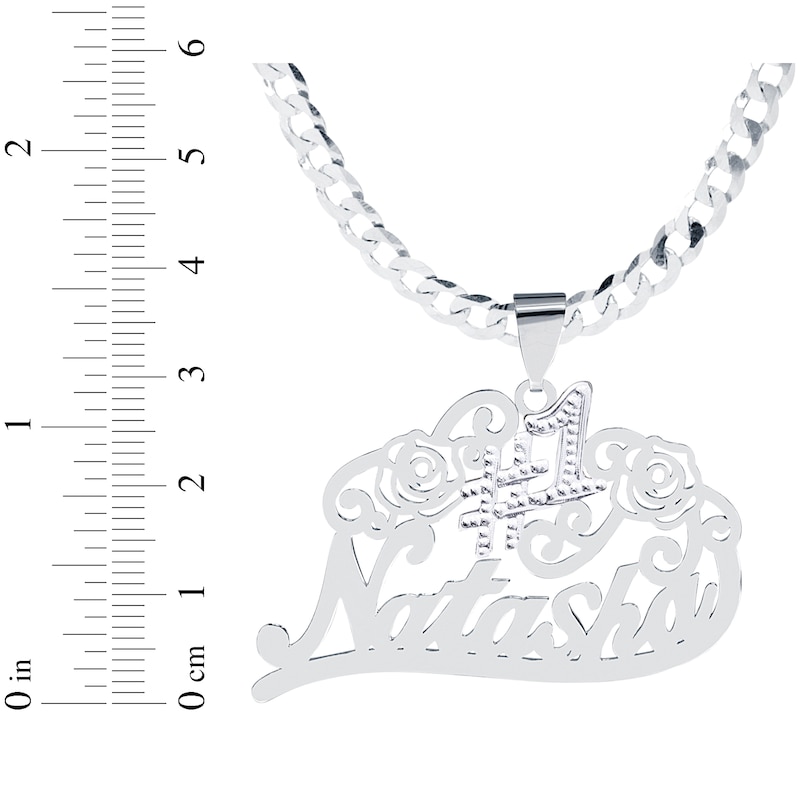 Main Image 2 of #1 & Script Name Necklace Sterling Silver 18&quot;