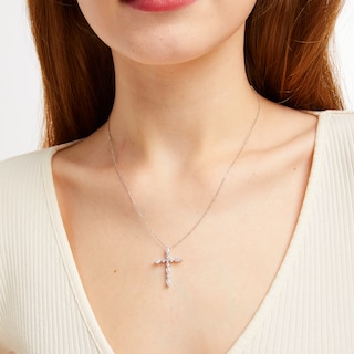 Lab-Created Diamonds by KAY Marquise & Round-Cut Cross Necklace 3/4 ct ...