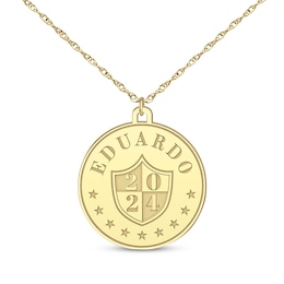 Graduation Name & Year Disc Necklace 10K Yellow Gold 22&quot;