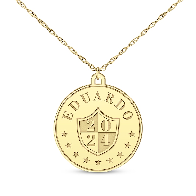 Main Image 1 of Graduation Name & Year Disc Necklace 10K Yellow Gold 22&quot;