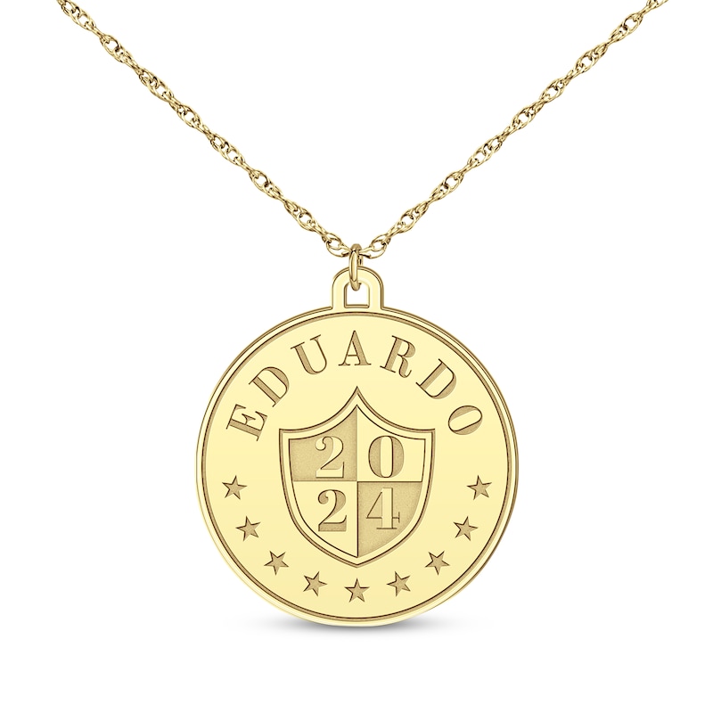 Main Image 1 of Graduation Name & Year Disc Necklace 14K Yellow Gold 22&quot;