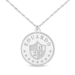 Graduation Name & Year Disc Necklace Sterling Silver 22&quot;