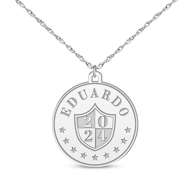 Main Image 1 of Graduation Name & Year Disc Necklace Sterling Silver 22&quot;