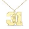 Thumbnail Image 1 of Football Double Digit Number & Name Necklace 14K Yellow Gold 22&quot;