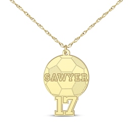 Soccer Name & Number Necklace 14K Yellow Gold 22&quot;