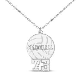 Volleyball Name & Number Necklace Sterling Silver 22&quot;