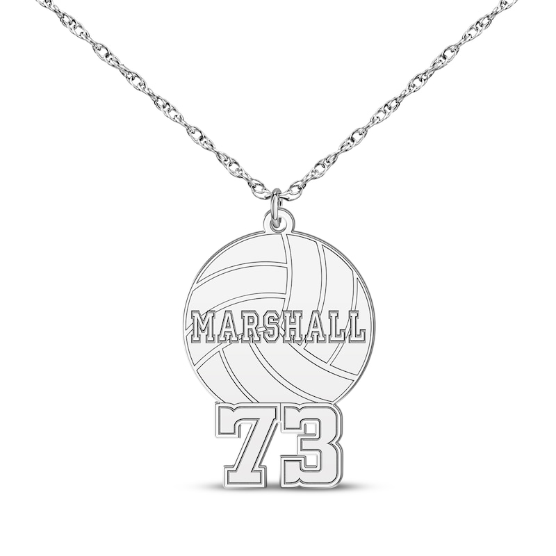 Main Image 1 of Volleyball Name & Number Necklace Sterling Silver 22&quot;