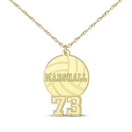 Volleyball Name & Number Necklace 14K Yellow Gold 22&quot;