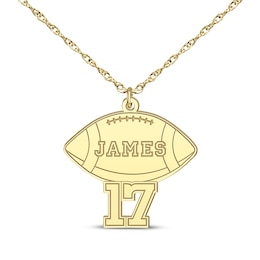 Football Name & Number Necklace 10K Yellow Gold 22&quot;