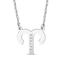 Aries Zodiac Symbol Name Necklace 10K White Gold 18&quot;