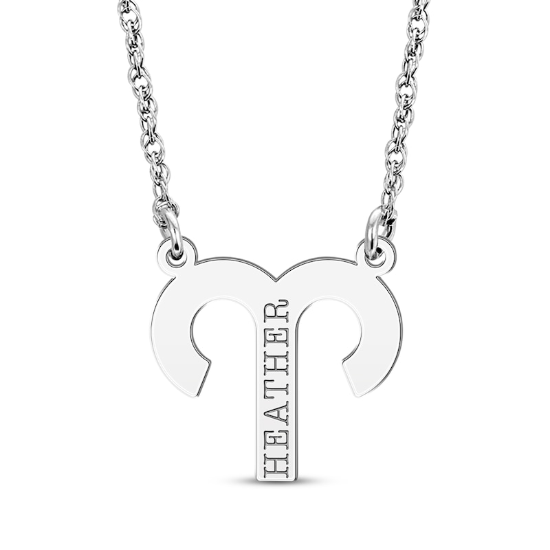 Main Image 1 of Aries Zodiac Symbol Name Necklace 10K White Gold 18&quot;