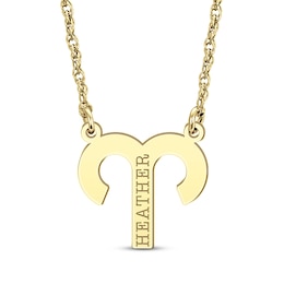Aries Zodiac Symbol Name Necklace 10K Yellow Gold 18&quot;