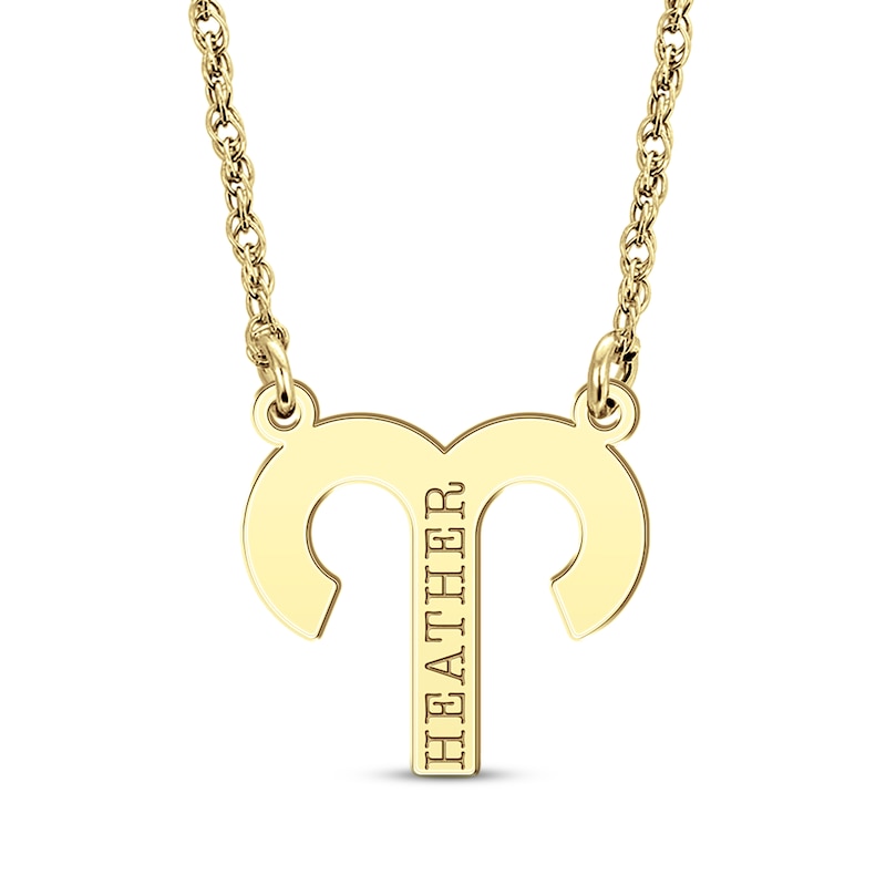 Main Image 1 of Aries Zodiac Symbol Name Necklace 10K Yellow Gold 18&quot;