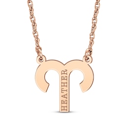 Aries Zodiac Symbol Name Necklace 14K Rose Gold 18&quot;