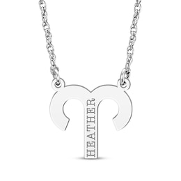 Aries Zodiac Symbol Name Necklace 14K White Gold 18&quot;