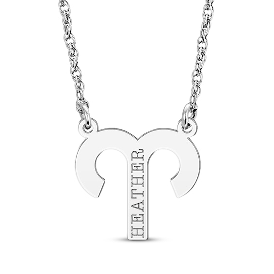 Aries Zodiac Symbol Name Necklace Sterling Silver 18"