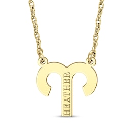 Aries Zodiac Symbol Name Necklace 14K Yellow Gold 18&quot;