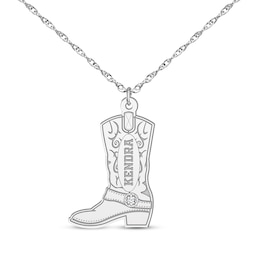 Cowboy Boot Diamond Accent Necklace Sterling Silver 18&quot;