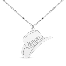 Cowboy Hat Necklace 10K White Gold 18&quot;