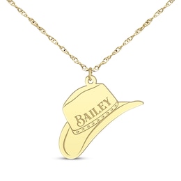 Cowboy Hat Necklace 10K Yellow Gold 18&quot;