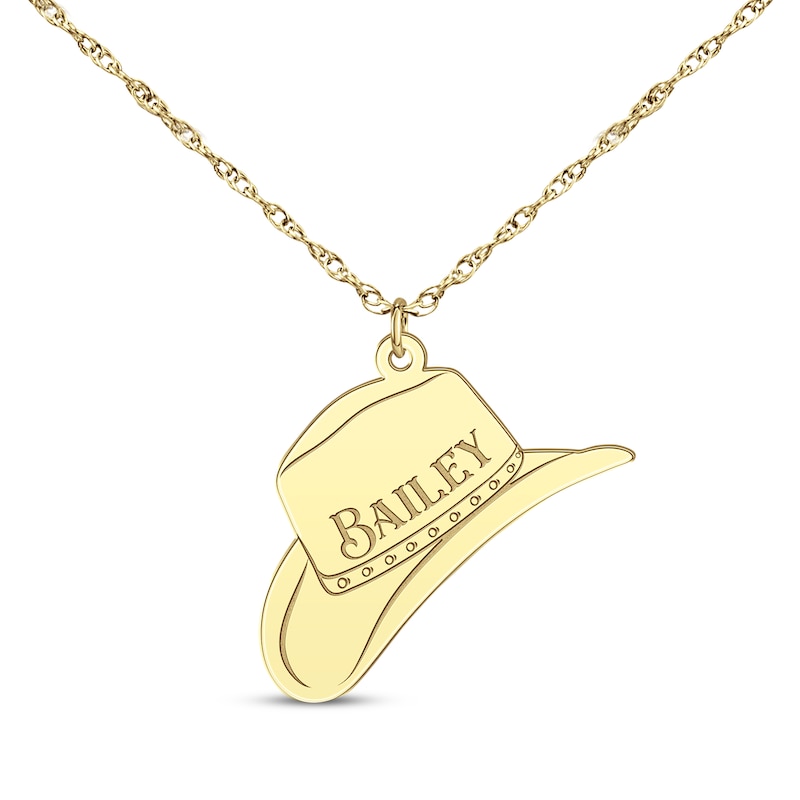 Main Image 1 of Cowboy Hat Necklace 10K Yellow Gold 18&quot;