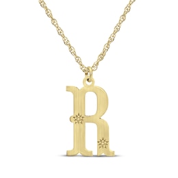 Brushed Letter Necklace 10K Yellow Gold 18&quot;