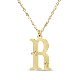 Brushed Letter Necklace 14K Yellow Gold 18&quot;