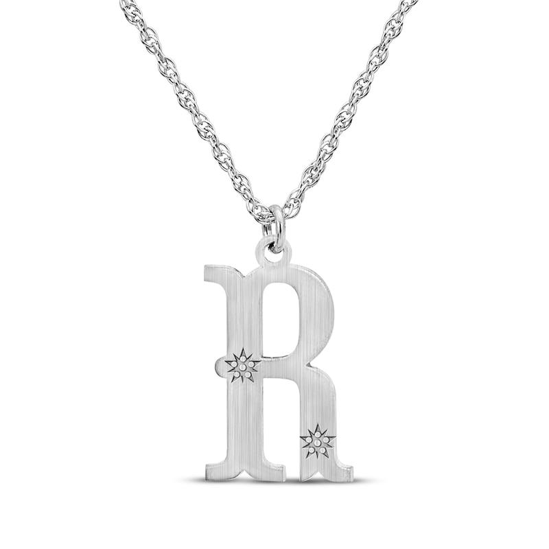 Brushed Letter Necklace Sterling Silver 18"