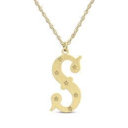 Brushed Starburst Letter Necklace 10K Yellow Gold 18&quot;