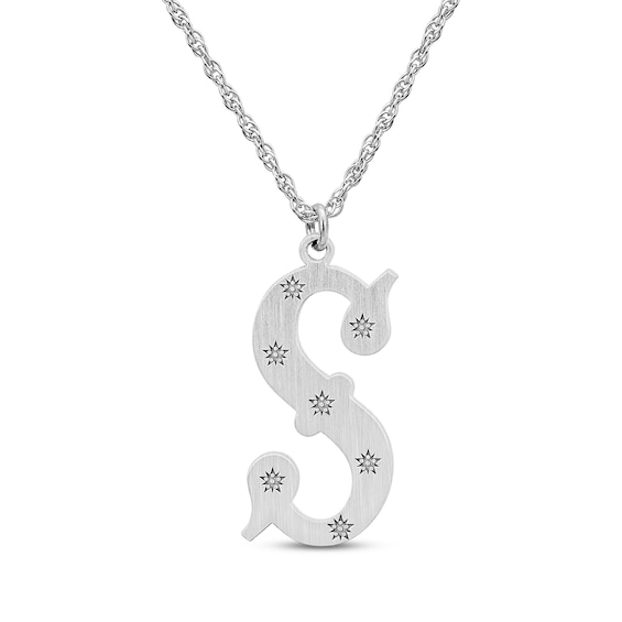 Brushed Starburst Letter Necklace Sterling Silver 18"
