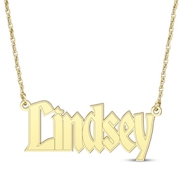 Gothic Name Necklace 14K Yellow Gold 18&quot;