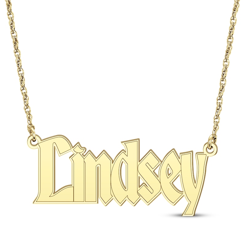 Main Image 1 of Gothic Name Necklace 14K Yellow Gold 18&quot;