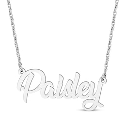 Cursive Script Name Necklace 10K White Gold 18&quot;