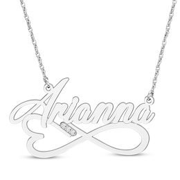 Diamond Accent Heart & Infinity Name Necklace 10K White Gold 18&quot;