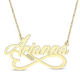 Diamond Accent Heart & Infinity Name Necklace 10K Yellow Gold 18&quot;