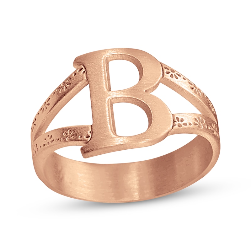 Main Image 1 of Brushed Letter Ring 14K Rose Gold