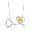 Thumbnail Image 1 of Heart-Shaped Citrine & White Lab-Created Sapphire Stethoscope Necklace Sterling Silver 17&quot;