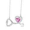 Thumbnail Image 2 of Heart-Shaped Pink & White Lab-Created Sapphire Stethoscope Necklace Sterling Silver 17&quot;