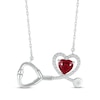 Thumbnail Image 1 of Heart-Shaped Lab-Created Ruby & White Lab-Created Sapphire Stethoscope Necklace Sterling Silver 17&quot;