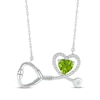 Thumbnail Image 1 of Heart-Shaped Peridot & White Lab-Created Sapphire Stethoscope Necklace Sterling Silver 17&quot;