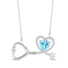 Thumbnail Image 1 of Heart-Shaped Blue Topaz & White Lab-Created Sapphire Stethoscope Necklace Sterling Silver 17&quot;