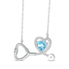 Thumbnail Image 2 of Heart-Shaped Blue Topaz & White Lab-Created Sapphire Stethoscope Necklace Sterling Silver 17&quot;